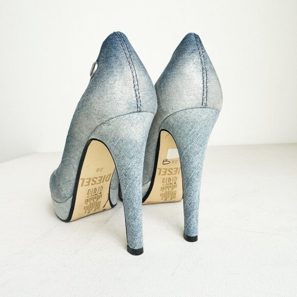 Vintage Diesel Faded Denim High Heels 36 - Picture 5 of 6